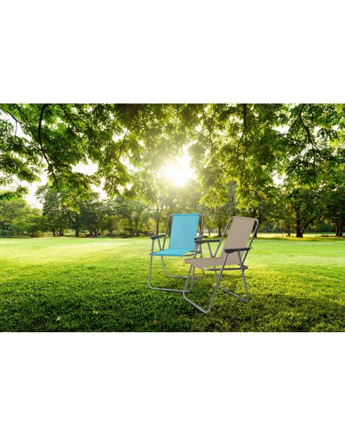 Lot de 2 fauteuils Le picnic en metal et textilene taupe - 53x55x75cm