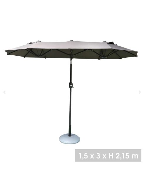 Parasol double gris anthracite - 3x1,5x2,17 cm
