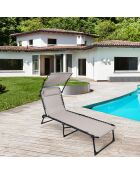 Bain de soleil avec parasol et coussin Le playa taupe et noir - 187x56x85cm