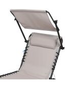 Bain de soleil avec parasol et coussin Le playa taupe et noir - 187x56x85cm