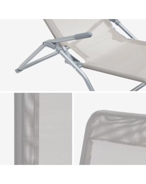 Bain de soleil Le corfou gris taupe - 185x61x95cm