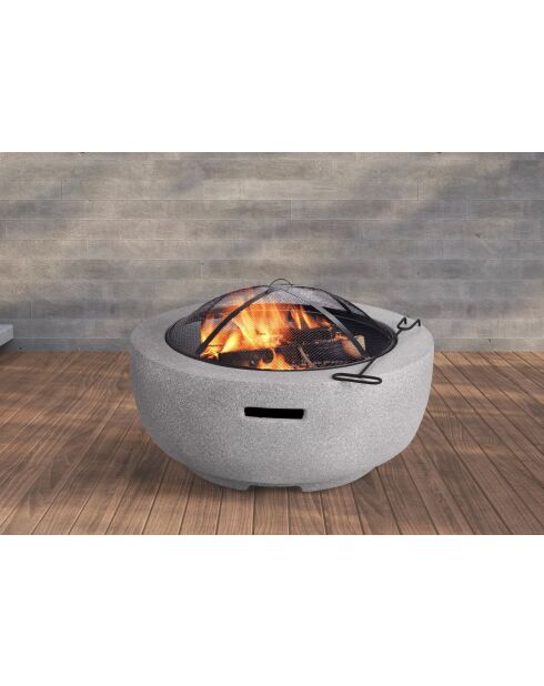 Braciere e barbecue combinato con grill e campana in metallo - D.60cmxH.34cm