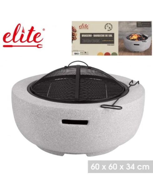 Braciere e barbecue combinato con grill e campana in metallo - D.60cmxH.34cm