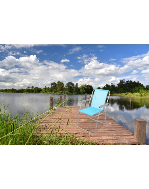 Lot de 2 fauteuils Le picnic en metal et textilene turquoise 53x55xh75cm