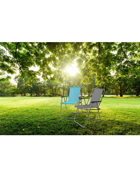 Lot de 2 fauteuils Le picnic en metal et textilene turquoise 53x55xh75cm