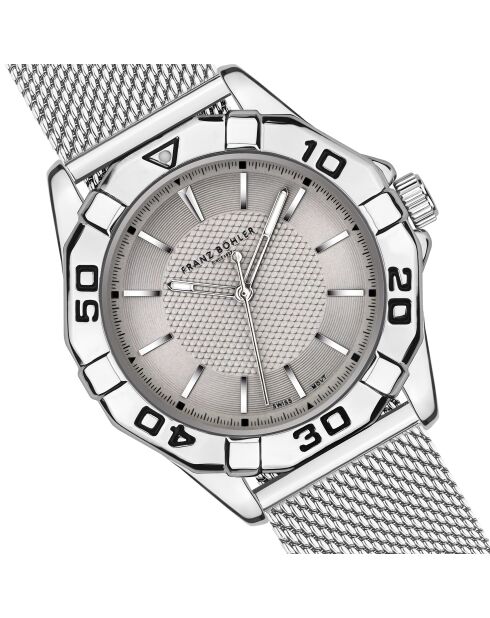 Reloj Seeberg de malla metálica plateada/gris para hombre