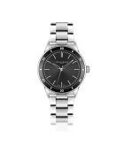 Reloj Katzensee de malla fina plateada/negra para hombre