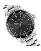 Reloj Katzensee de malla fina plateada/negra para hombre