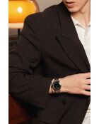 Reloj Katzensee de malla fina plateada/negra para hombre
