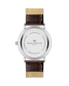 Reloj para hombre de piel lisa acolchado y cosido Lungern silver croco brown