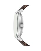 Reloj para hombre de piel lisa acolchado y cosido Lungern silver croco brown