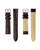 Reloj para hombre de piel lisa acolchado y cosido Lungern silver croco brown