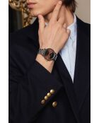 Reloj para hombre de piel lisa acolchado y cosido Lungern silver croco brown