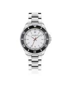 Reloj Walen de malla fina plateada/blanca para hombre