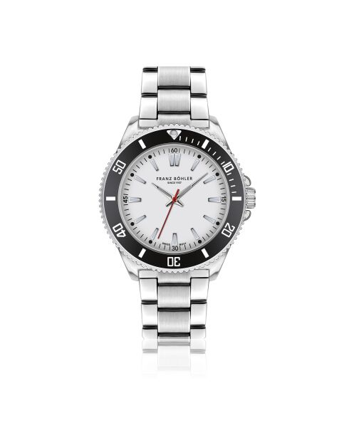 Reloj Walen de malla fina plateada/blanca para hombre