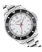 Reloj Walen de malla fina plateada/blanca para hombre