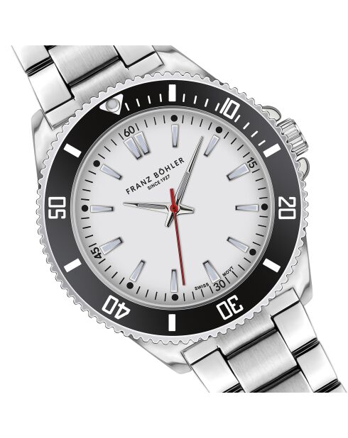 Reloj Walen de malla fina plateada/blanca para hombre