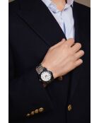 Reloj Walen de malla fina plateada/blanca para hombre