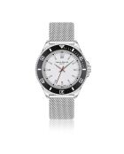 Reloj Walen de malla metálica negra/plateada para hombre