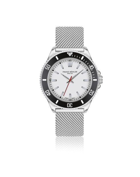 Reloj Walen de malla metálica negra/plateada para hombre