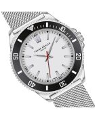 Reloj Walen de malla metálica negra/plateada para hombre