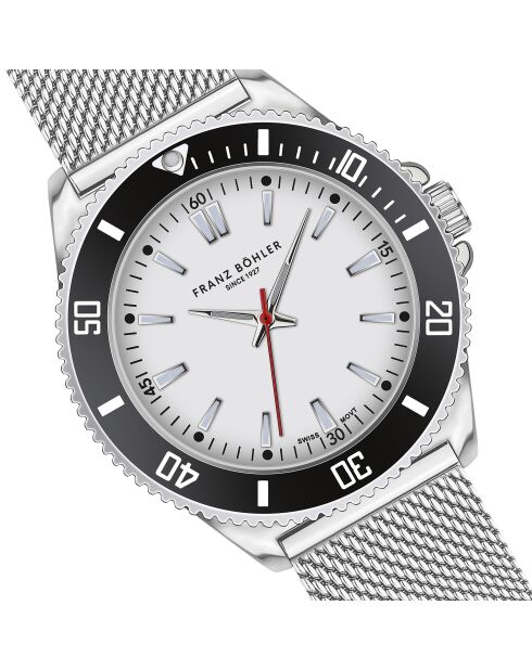 Reloj Walen de malla metálica negra/plateada para hombre