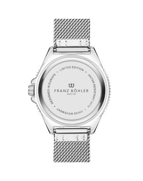 Reloj Hallwil de malla metálica plateada/negra para hombre