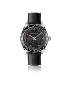 Reloj Poschiavo para hombre con costuras lisas y acolchadas en piel negra y plateada