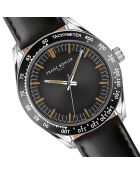 Reloj Poschiavo para hombre con costuras lisas y acolchadas en piel negra y plateada