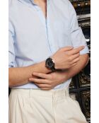 Reloj Poschiavo para hombre con costuras lisas y acolchadas en piel negra y plateada