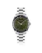 Reloj Greifensee de malla fina plateado/verde oscuro para hombre