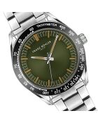 Reloj Greifensee de malla fina plateado/verde oscuro para hombre
