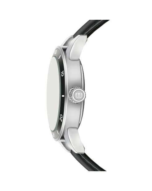 Reloj Katzensee negro de piel lisa acolchado y cosido para hombre