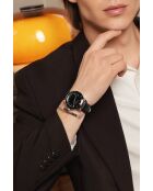 Reloj Katzensee negro de piel lisa acolchado y cosido para hombre