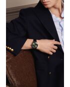 Reloj para hombre acolchado y cosido liso en piel Türlersee negro/verde