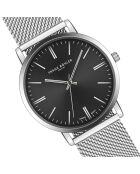 Reloj Alpnach de malla metálica plateada/negra para hombre