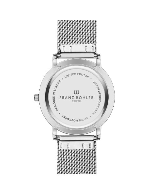 Reloj Alpnach de malla metálica plateada/negra para hombre