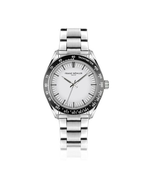 Reloj Silvaplana de malla fina plateada/blanca para hombre