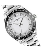 Reloj Silvaplana de malla fina plateada/blanca para hombre