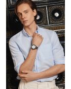Reloj Silvaplana de malla fina plateada/blanca para hombre