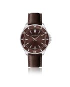 Reloj St. Moritz para hombre con costuras lisas y acolchadas en piel marrón