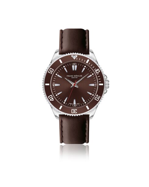 Reloj St. Moritz para hombre con costuras lisas y acolchadas en piel marrón