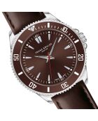 Reloj St. Moritz para hombre con costuras lisas y acolchadas en piel marrón