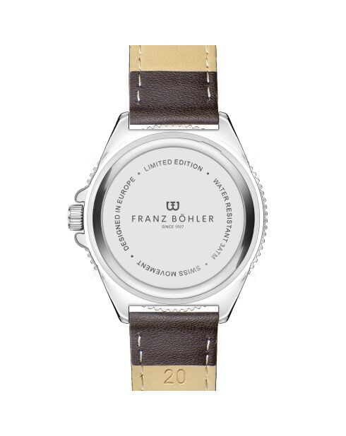 Reloj St. Moritz para hombre con costuras lisas y acolchadas en piel marrón