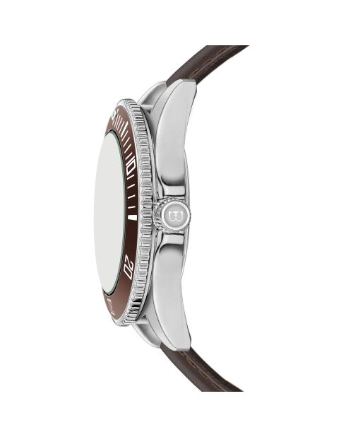 Reloj St. Moritz para hombre con costuras lisas y acolchadas en piel marrón