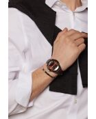 Reloj St. Moritz para hombre con costuras lisas y acolchadas en piel marrón