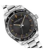 Reloj Poschiavo de malla fina plateado/negro para hombre