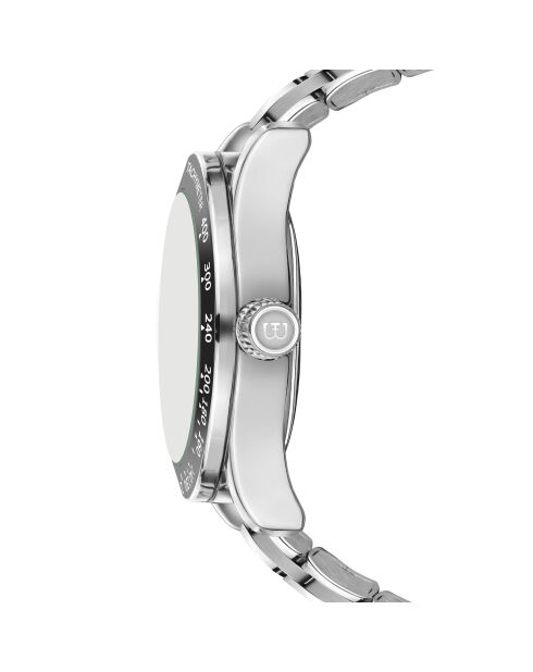 Reloj Poschiavo de malla fina plateado/negro para hombre