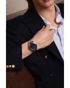 Reloj Poschiavo de malla fina plateado/negro para hombre