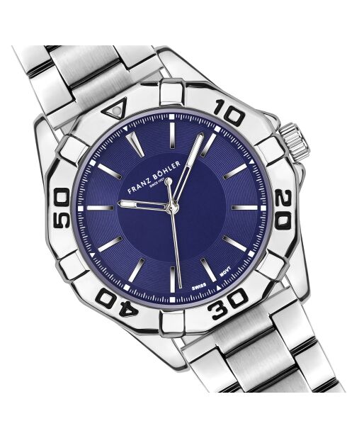 Reloj Schwarzsee de malla fina plateado/azul para hombre